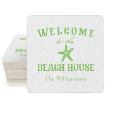 Welcome to the Beach House Square Coasters