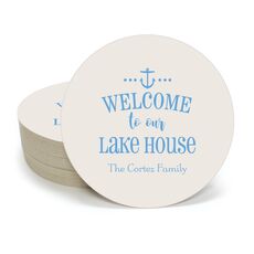 Welcome to Our Lake House Round Coasters