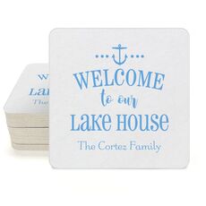 Welcome to Our Lake House Square Coasters