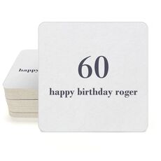 Large Number with Text Square Coasters