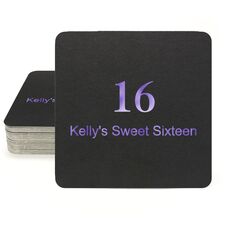 Large Number with Text Square Coasters