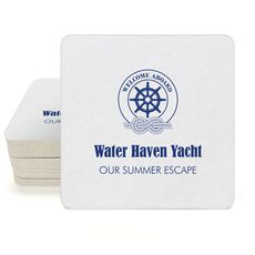 Welcome Aboard Wheel Square Coasters