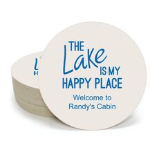 The Lake is My Happy Place Round Coasters