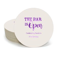 The Bar is Open Round Coasters