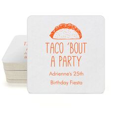 Taco Bout A Party Square Coasters
