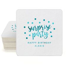 Surprise Party Confetti Dot Square Coasters