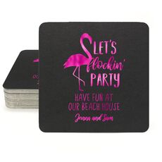 Let's Flockin' Party Square Coasters