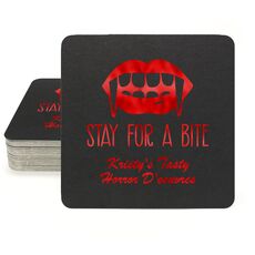Stay For A Bite Square Coasters