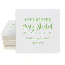 Let's Get the Party Started Square Coasters