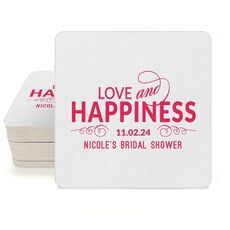 Love and Happiness Scroll Square Coasters