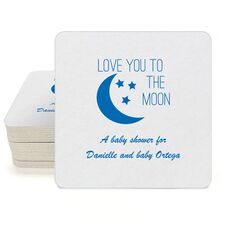 Love You To The Moon Square Coasters