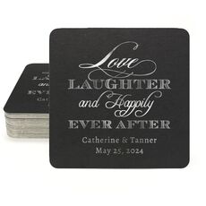 Love Laughter Ever After Square Coasters