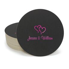 Modern Double Hearts Round Coasters