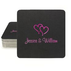 Modern Double Hearts Square Coasters