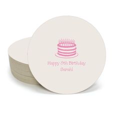 Sophisticated Birthday Cake Round Coasters