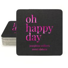 Oh Happy Day Square Coasters