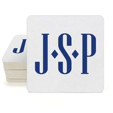 Simple 3 Initials Monogram Square Coasters