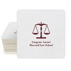 Scales of Justice Square Coasters