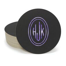 Outline Shaped Oval Monogram Round Coasters