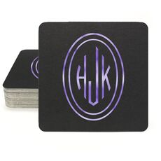 Outline Shaped Oval Monogram Square Coasters