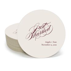 Romantic Just Married Round Coasters