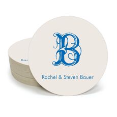 Pick Your Single Initial with Text Round Coasters