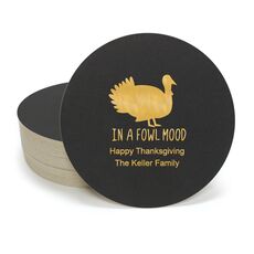 In A Fowl Mood Round Coasters