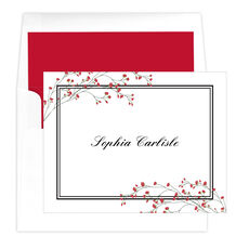 Red Tiny Blossoms Folded Note Cards