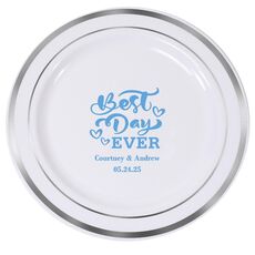 The Best Day Ever Premium Banded Plastic Plates