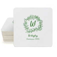 Initial Wreath Square Coasters