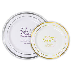 Design Your Own Baby Shower Premium Banded Plastic Plates