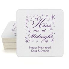 Kiss Me At Midnight Square Coasters