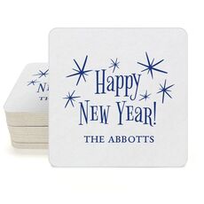 Radiant Happy New Year Square Coasters