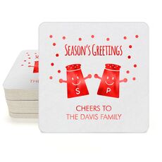 Season's Greetings Square Coasters