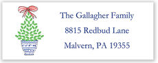 Red Bow Topiary Return Address Labels