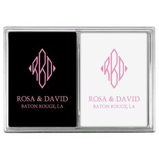 Shaped Diamond Monogram with Text Double Deck Playing Cards