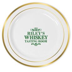 Whiskey Tasting Room Premium Banded Plastic Plates