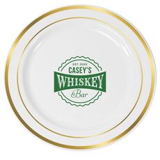 Whiskey Bar Label Premium Banded Plastic Plates