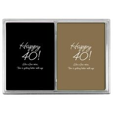 Elegant Happy 40th Double Deck Playing Cards