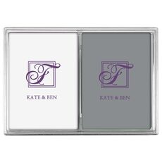 Pick Your Single Initial Monogram with Text Double Deck Playing Cards
