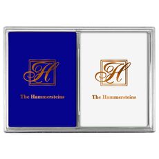 Pick Your Single Initial Monogram with Text Double Deck Playing Cards