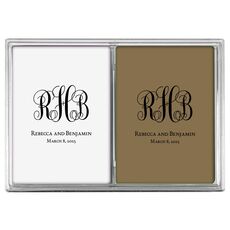 Fancy Script Monogram with Text Double Deck Playing Cards