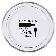 Pouring Wine Glass Premium Banded Plastic Plates