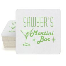 Retro Martini Bar Square Coasters