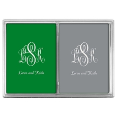 Script Monogram with Small Initials plus Text Double Deck Playing Cards