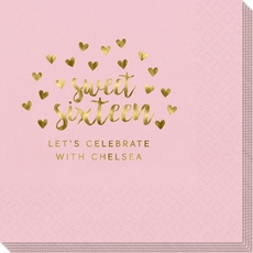 Confetti Hearts Sweet Sixteen Napkins