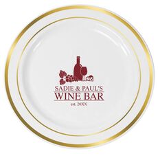 Time to Wine Down Premium Banded Plastic Plates