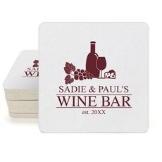 Time to Wine Down Square Coasters
