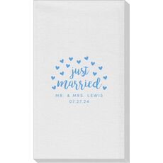 Confetti Hearts Just Married Linen Like Guest Towels