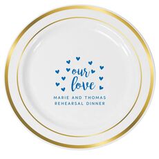 Confetti Hearts Our Love Premium Banded Plastic Plates